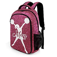 Anneunique Personalized Cheerleader Backpack Casual Bag Daypack Laptop Bag For Family Party Gift Red Bling Print Simple Cheer