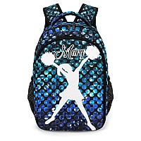 Anneunique Custom Cheerleader Backpack Custom Name Large Capacity Shoulder Bags For Sports Party Diamond Bling Print Cheer Girl