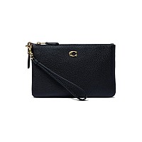 Coach Polished Pebble Small Wristlet Black One Size