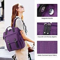 Lovevook 17 Inch Laptop Backpack For Women Teacher Nurse Work Travel Backpacks Pursecomputer Bag With Usb Charging Port Purpl