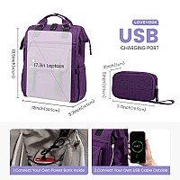 Lovevook 17 Inch Laptop Backpack For Women Teacher Nurse Work Travel Backpacks Pursecomputer Bag With Usb Charging Port Purpl