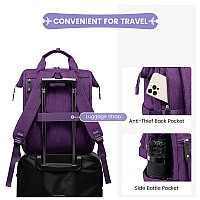 Lovevook 17 Inch Laptop Backpack For Women Teacher Nurse Work Travel Backpacks Pursecomputer Bag With Usb Charging Port Purpl