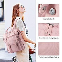 Lovevook Laptop Backpackteacher Nurse Work Travel Backpacks Purse For Women Computer Bag With Usb Charging Port 17 Inch Pink