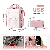 Lovevook Laptop Backpackteacher Nurse Work Travel Backpacks Purse For Women Computer Bag With Usb Charging Port 17 Inch Pink