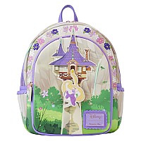 Loungefly Disney Tangled Rapunzel Swinging From Tower Mini Backpack Womens Double Strap Shoulder Bag Purse