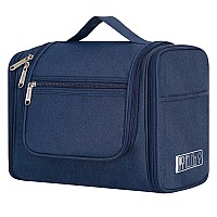 Wandf Large Hanging Toiletry Bag Travel Cosmetic Makeup Organizer Waterresistant Shower Bathroom Bag For Women And Men Navy Bl