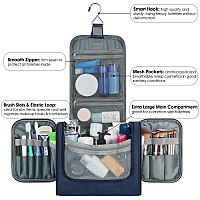 Wandf Large Hanging Toiletry Bag Travel Cosmetic Makeup Organizer Waterresistant Shower Bathroom Bag For Women And Men Navy Bl