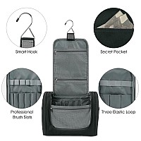 Wandf Large Hanging Toiletry Bag Travel Cosmetic Makeup Organizer Waterresistant Shower Bathroom Bag For Women And Men Black