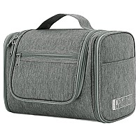 Wandf Large Hanging Toiletry Bag Travel Cosmetic Makeup Organizer Waterresistant Shower Bathroom Bag For Women And Men Gray