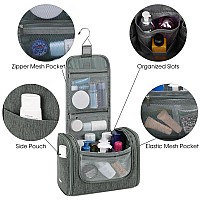 Wandf Large Hanging Toiletry Bag Travel Cosmetic Makeup Organizer Waterresistant Shower Bathroom Bag For Women And Men Gray