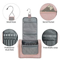 Wandf Large Hanging Toiletry Bag Travel Cosmetic Makeup Organizer Waterresistant Shower Bathroom Bag For Women And Men Dark Pi