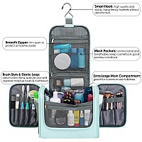 Wandf Large Hanging Toiletry Bag Travel Cosmetic Makeup Organizer Waterresistant Shower Bathroom Bag For Women And Men Mint Gr