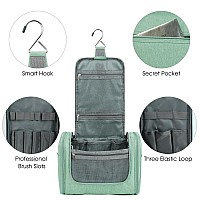 Wandf Large Hanging Toiletry Bag Travel Cosmetic Makeup Organizer Waterresistant Shower Bathroom Bag For Women And Men Green