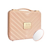 Rownyeon Light Up Travel Makeup Case With Mirror Portable Makeup Organizer And Train Case For Makeup Artists And Girls Pink