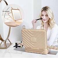 Rownyeon Light Up Travel Makeup Case With Mirror Portable Makeup Organizer And Train Case For Makeup Artists And Girls Pink