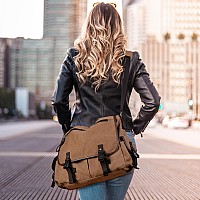 Vintage Canvas 156 Inch Laptop Messenger Bag For Men Women College Computer Satchel Shoulder Bag Travel Work Office Briefcases