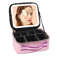 Rrtide Travel Makeup Bag With Light Up Mirror Makeup Case With Mirror And Lights With Detachable 10X Magnifying Mirror Adjust