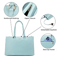 Lovevook Laptop Bag For Women 156 Inch Tote Bags Waterproof Leather Briefcase Computer Women Business Office Work Bagcyanblue