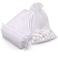 Akstore 50Pcs 4X610X15Cm Sheer Drawstring Organza Jewelry Pouches Wedding Party Christmas Favor Gift Bags White 4X6