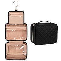 Cubetastic Hanging Travel Toiletry Bag Makeup Bag For Women Girls 3 Comparment Small Travel Bag Rhombus Quilted Cosmetic Organ