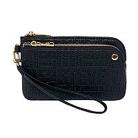 Steve Madden Womens Btrell Wristlet Black Logo Stripe One Size