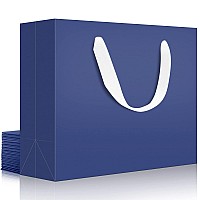 Eusoar Large Navy Blue Gift Bags Pack Of 25 125X45X11 Paper Shopping Bags With Handles Bulk Retail Wrapping Bags For Busi