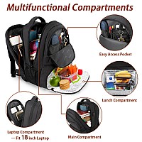 Matein Lunch Backpack For Men Work 18 Inch Large Insulated Backpack Cooler With Usb Charging Port Water Resistant Lunch Box Ba