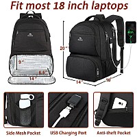 Matein Lunch Backpack For Men Work 18 Inch Large Insulated Backpack Cooler With Usb Charging Port Water Resistant Lunch Box Ba