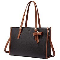 Lovevook Laptop Bag For Women Fashion Computer Tote Bag Large Capacity Work Handbag 156 Inch Messenger Bag Purse With Bow Br