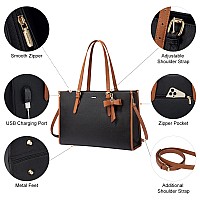 Lovevook Laptop Bag For Women Fashion Computer Tote Bag Large Capacity Work Handbag 156 Inch Messenger Bag Purse With Bow Br