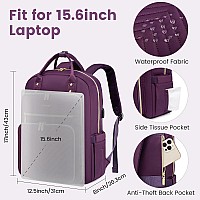 Lovevook Laptop Backpack Women Teacher Backpack156 Inch Laptop Bag With Usb Portwaterproof Daypack For Work Travel Purple