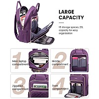 Lovevook Womens Laptop Backpack Purple 27Liter Capacity Stylish Design Secure Laptop Storage Usb Charging Antitheft Poc