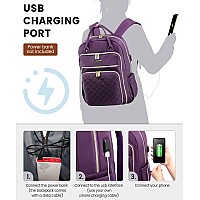 Lovevook Womens Laptop Backpack Purple 27Liter Capacity Stylish Design Secure Laptop Storage Usb Charging Antitheft Poc