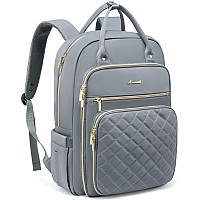 Lovevook Laptop Backpack For Women 156 Inch Grey Water Resistant Lightweight Usb Charging Quilted Commuter Backpack 27 L