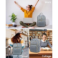 Lovevook Laptop Backpack For Women 156 Inch Grey Water Resistant Lightweight Usb Charging Quilted Commuter Backpack 27 L