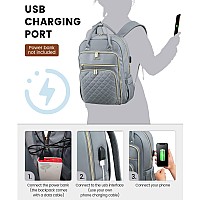 Lovevook Laptop Backpack For Women 156 Inch Grey Water Resistant Lightweight Usb Charging Quilted Commuter Backpack 27 L