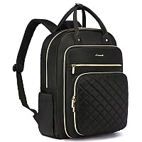 Lovevook Laptop Backpack For Women 173 Inch Water Resistant Lightweight Usb Charging Quilted Commuter Backpack Black