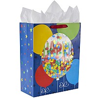 Suncolor 16 Extra Large Gift Bag For Birthday Party Bag With Tissue Paperblue