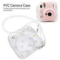 Yoidesu For Fujifilm Instax Mini 1198 Instant Camera Case Daisy Transparent Pvc Camera Cover Protective Clear Case With Shoul