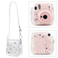 Yoidesu For Fujifilm Instax Mini 1198 Instant Camera Case Daisy Transparent Pvc Camera Cover Protective Clear Case With Shoul