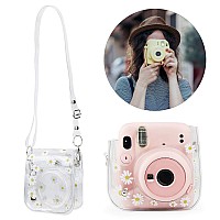 Yoidesu For Fujifilm Instax Mini 1198 Instant Camera Case Daisy Transparent Pvc Camera Cover Protective Clear Case With Shoul