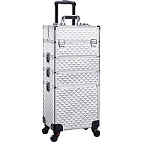 Stagiant Rolling Makeup Train Case Large Storage Cosmetic Trolley 4 In 1 Large Capacity Trolley Makeup Travel Case With Key Swiv