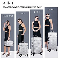 Stagiant Rolling Makeup Train Case Large Storage Cosmetic Trolley 4 In 1 Large Capacity Trolley Makeup Travel Case With Key Swiv