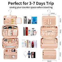 Cubetastic Hanging Toiletry Bag For Women Travel Makeup Organizer With Multiple Structure Premium Pu Leather Travel Bag Porta