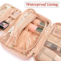 Cubetastic Hanging Toiletry Bag For Women Travel Makeup Organizer With Multiple Structure Premium Pu Leather Travel Bag Porta