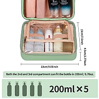 Cubetastic Hanging Travel Toiletry Bag Portable Green Makeup Bag With Handle 3 Compartment Small Travel Bag For Toiletries Wat