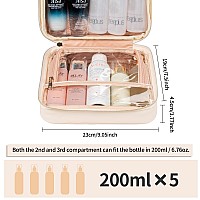 Cubetastic Travel Toiletry Bag Portable Makeup Bag With Hanging Hook Waterproof Cosmetic Organizer Case 3 Compartment Leather P