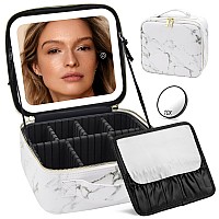 Jadazror Makeup Bag With Mirror And Light Makeup Case With Lighted Mirror Travel Makeup Bag With Light Up Mirror 3 Color Light