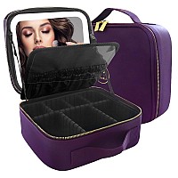 Momira Makeup Bag With Mirror And Light Travel Makeup Train Case Cosmetic Bag Organizer Portable Artist Storage Bag With Adjusta