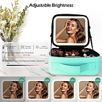 Momira Makeup Bag With Mirror And Light Travel Makeup Train Case Cosmetic Bag Organizer Portable Artist Storage Bag With Adjusta